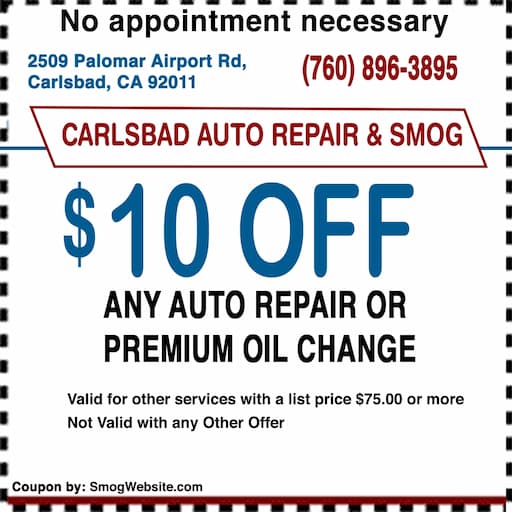 Carlsbad Auto Repair & Smog oil chenge coupon copy
